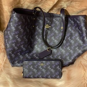 Limited Edition Coach Disney  dark purple tote bag and wallet